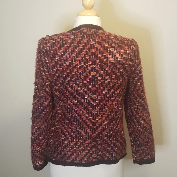 Anthropologie Moth Keavy jacquard waterfall front wool blend cardigan s… - Picture 9 of 12